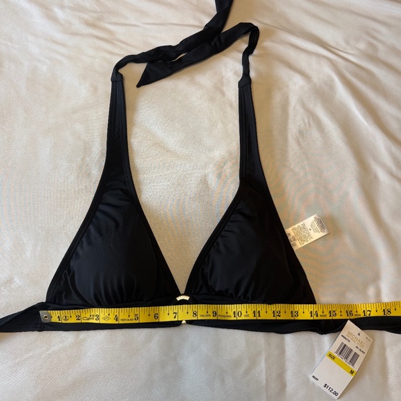 MICHAEL Michael Kors Womens Gold Tone Logo-Ring Black Halter‎ Bikini Top M - Picture 3 of 7